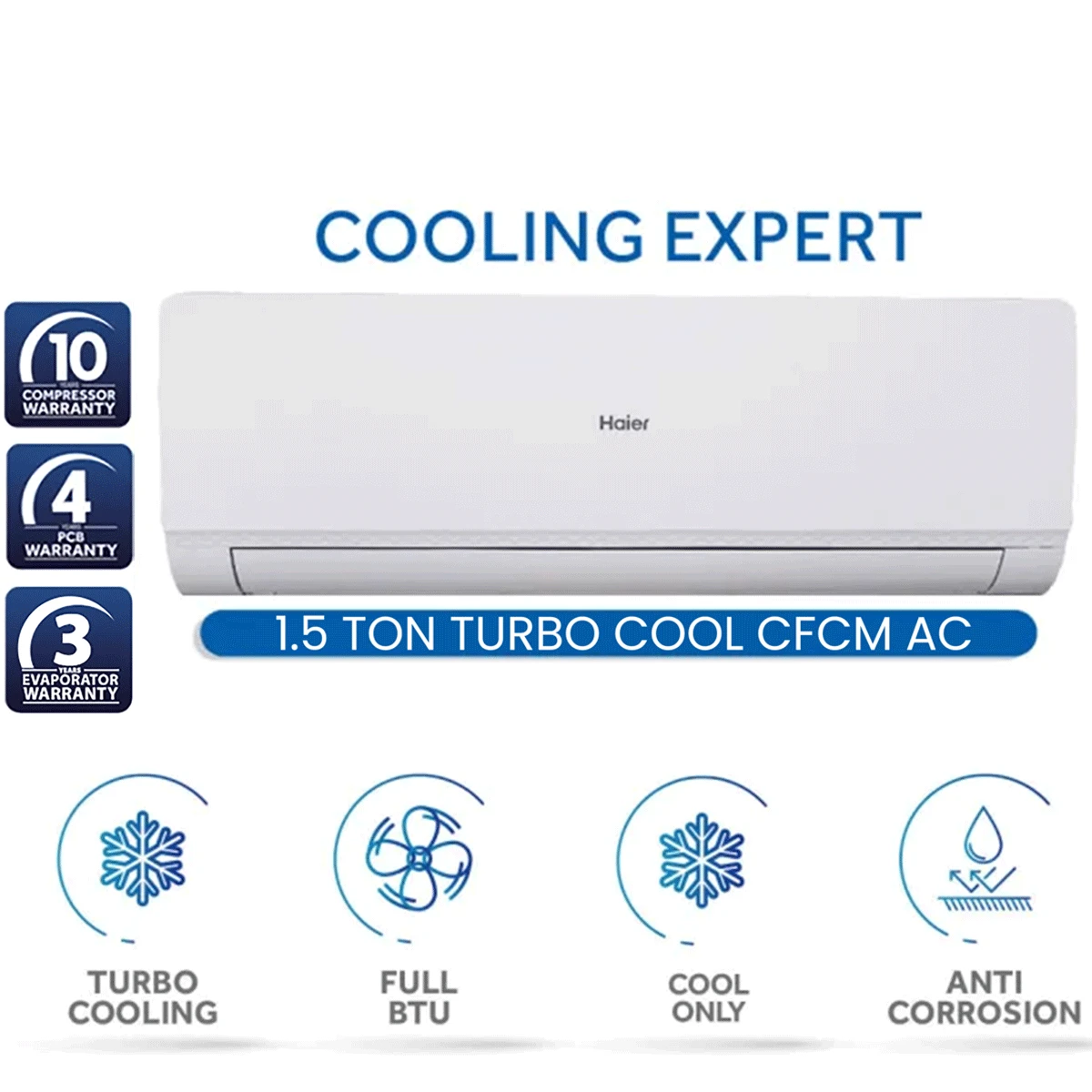 Haier Turbo Cool Series 1.5 Ton Non-Inverter Split AC (18-CFCM / HSU-18CFCM)
